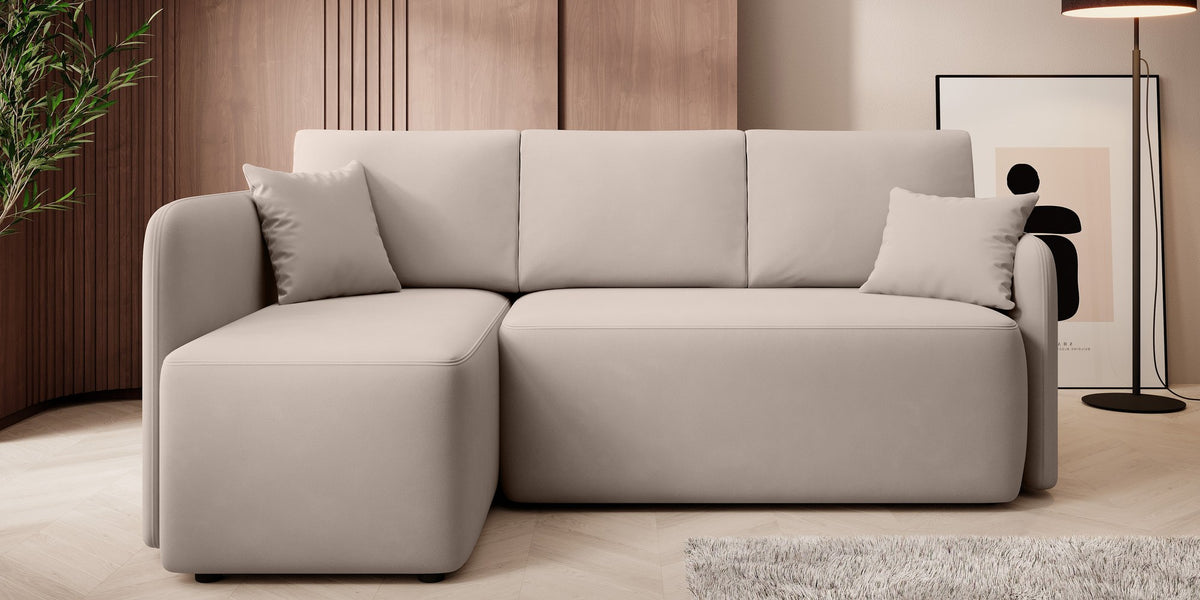 Hadson 3 Seater Storage Sleeper Chaise Sofa - Beige