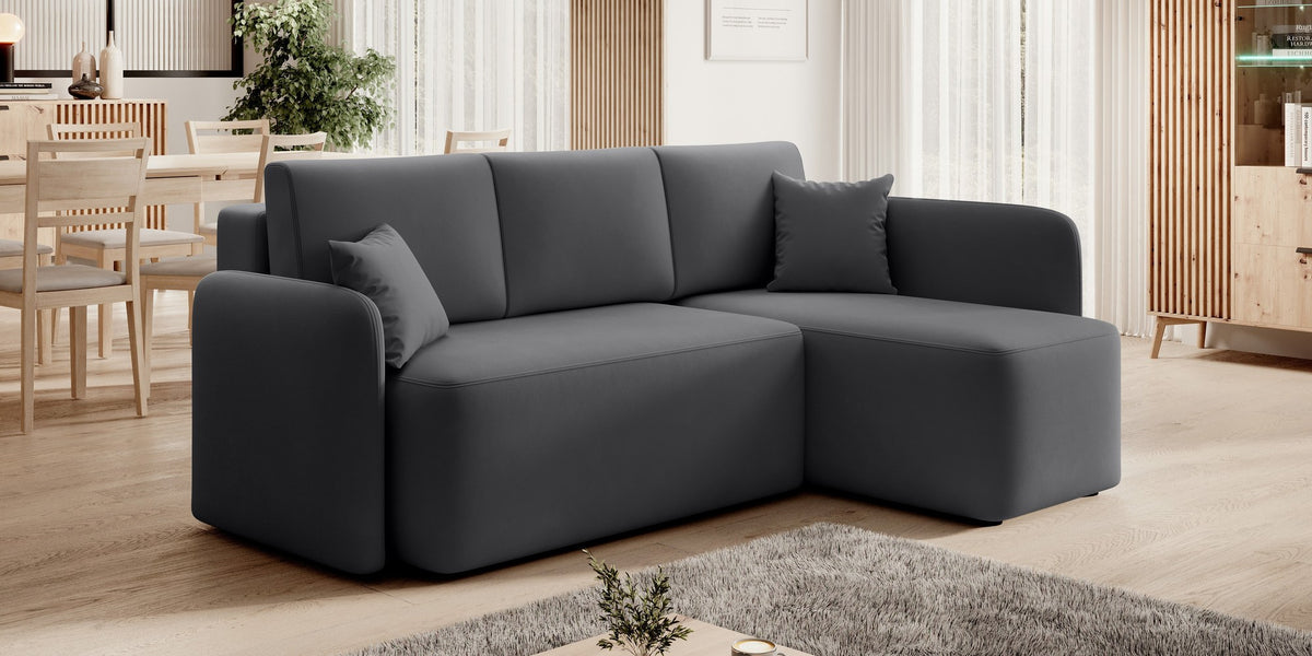 Hadson 3 Seater Storage Sleeper Chaise Sofa - Grey