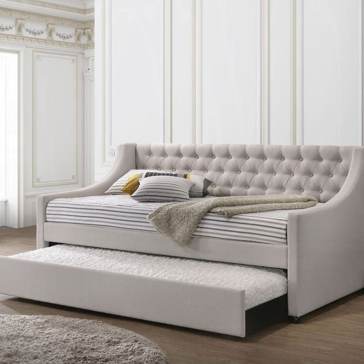 Hague Tufted Daybed w/Trundle - Beige