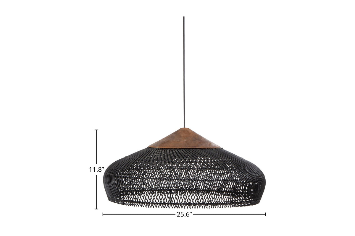 Halden pendant light dimensions: 25.6 in wide, 11.8 in high shade