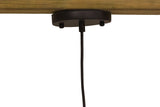 Halden pendant black ceiling canopy mounted to a wood beam with black cord
