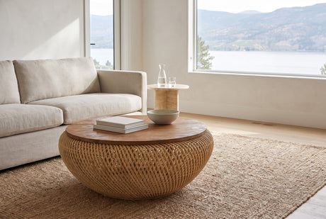 Halden Teak and Rattan Coffee Table