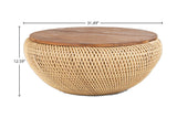 Halden round coffee table dimensions: 31.49 in wide, 12.59 in high