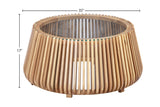 Hartley coffee table dimensions: 35 in diameter and 17 in high