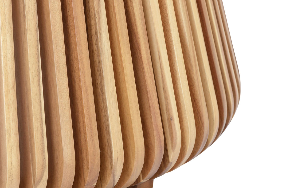 Curved acacia slats and block feet on the Hartley coffee table base