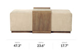 Helena chenille storage ottoman with sliding tray, front view