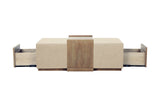 Helena ottoman front view with drawers open at each end