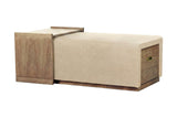Helena ottoman with the sliding tray moved to one end