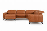 Esther Distressed Italian Aniline Leather Corner Recliner Sectional Sofa