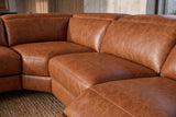 Esther Distressed Italian Aniline Leather Corner Recliner Sectional Sofa