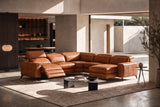 Esther Distressed Italian Aniline Leather Corner Recliner Sectional Sofa