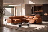 Esther Distressed Italian Aniline Leather Corner Recliner Sectional Sofa
