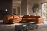 Esther Distressed Italian Aniline Leather Corner Recliner Sectional Sofa