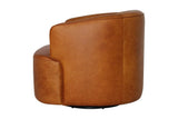 Hollis swivel chair in Saddle leather, rear three-quarter view