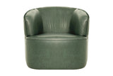 Hollis swivel chair in Forest Green leather, front view