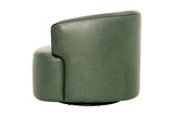 Hollis swivel chair in Forest Green leather, rear three-quarter view