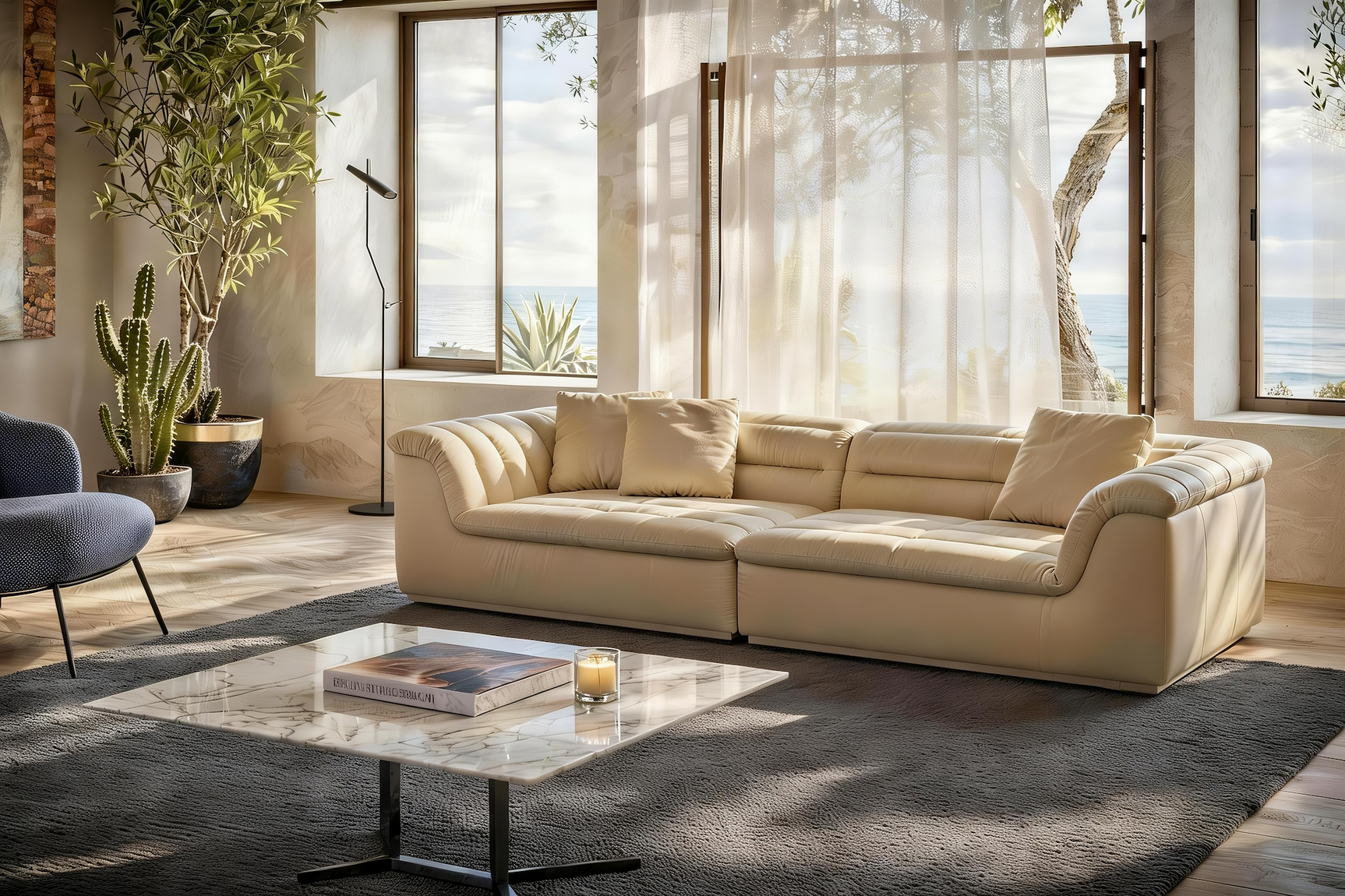 Hover 130" Leather Sofa