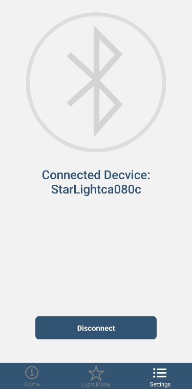Starlight Ceiling app control screen