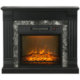 Easton Electric Mantel Wood Surround Freestanding Fireplace Heater with Overheating Protection - Black