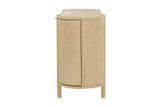 Side view of the Ilaria sideboard's curved end door and post legs