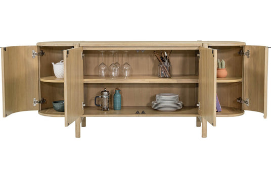 Ilaria Acacia 4-Door Sideboard with Rounded Ends - Room for the Whole Table