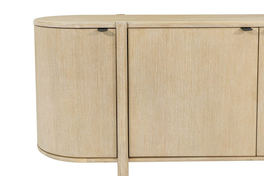 Ilaria Acacia 4-Door Sideboard with Rounded Ends - Light Acacia, Fine Grain