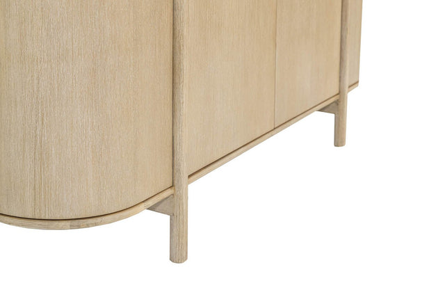 Ilaria Acacia 4-Door Sideboard with Rounded Ends - Post-Style Legs