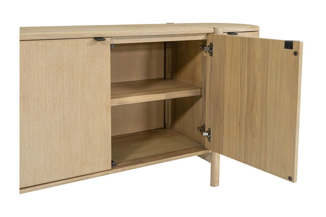 Ilaria Acacia 4-Door Sideboard with Rounded Ends - Shelved Storage