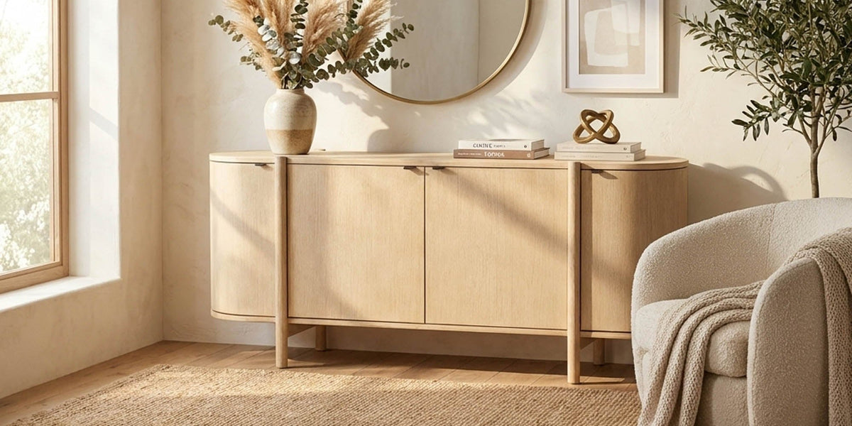 Ilaria Acacia 4-Door Sideboard with Rounded Ends