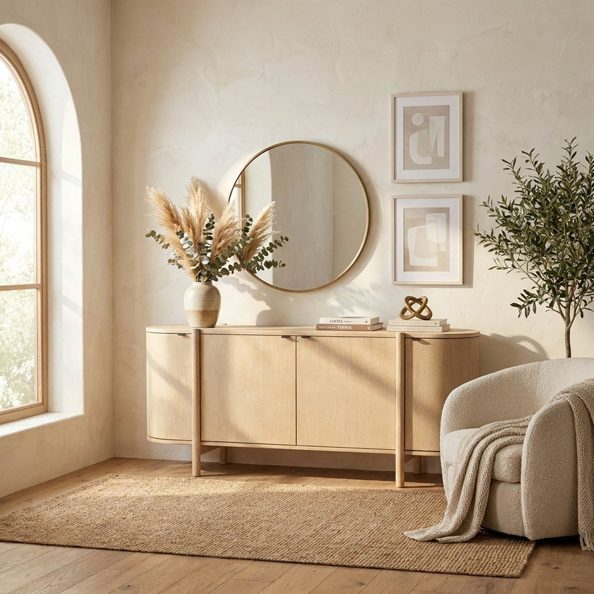 Ilaria Acacia 4-Door Sideboard with Rounded Ends