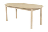 Ilaria natural acacia oval dining table closed at 71 in, three-quarter view