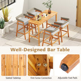 5 Pieces Patio Counter Height Bar Set with 4 Cushioned Barstools