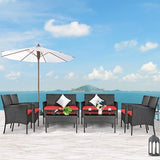 8 Pieces Patio Cushioned Rattan Furniture Set