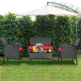 8 Pieces Patio Cushioned Rattan Furniture Set