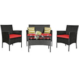 8 Pieces Patio Cushioned Rattan Furniture Set