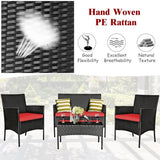 8 Pieces Patio Cushioned Rattan Furniture Set