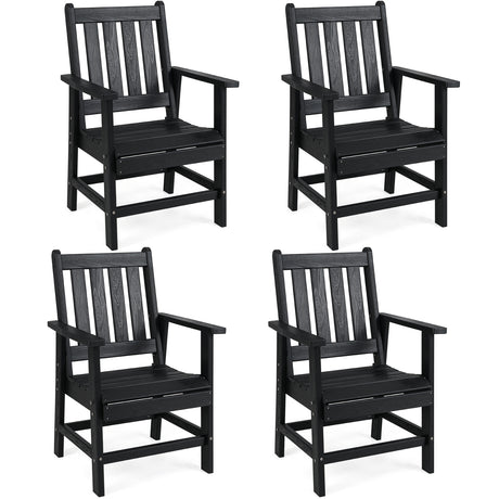 Set of 4 Patio Dining Chairs with Wide Armrests