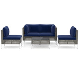 5 Piece Outdoor Furniture Set Patio Rattan Chairs with Tempered Glass Coffee Table