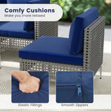 5 Piece Outdoor Furniture Set Patio Rattan Chairs with Tempered Glass Coffee Table
