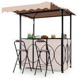Grill Gazebo with Awning 3-Piece Outdoor BBQ Canopy Double-Tier Soft Top Barbecue Shelter