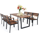 Patented 7 Pieces Patented Outdoor Patio Dining Table Set with Hole