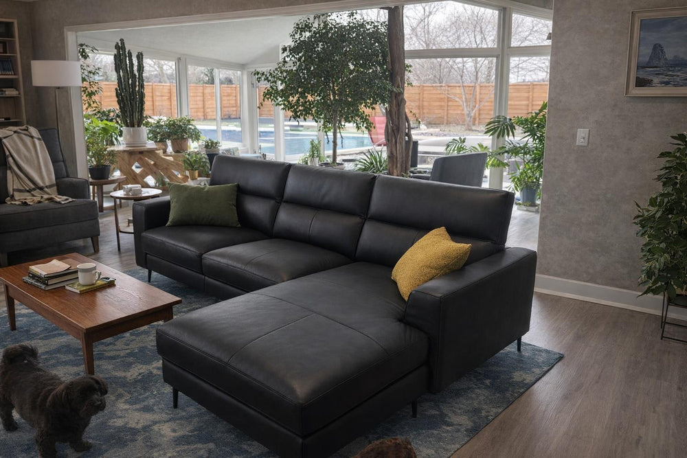 Varna Leather Sectional Sofa