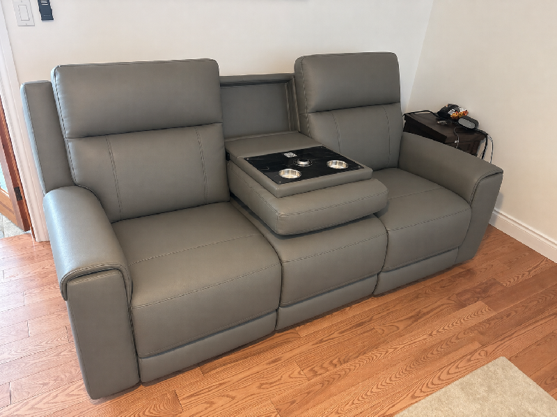 Harbour Immersive Audio Leather Dual Recliner Loveseat Sofa with Heat & Massage & Ventilation