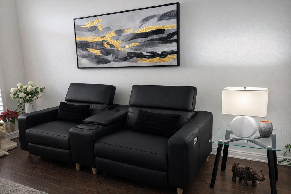 Elodie Leather Dual Recliner Sofa with Console