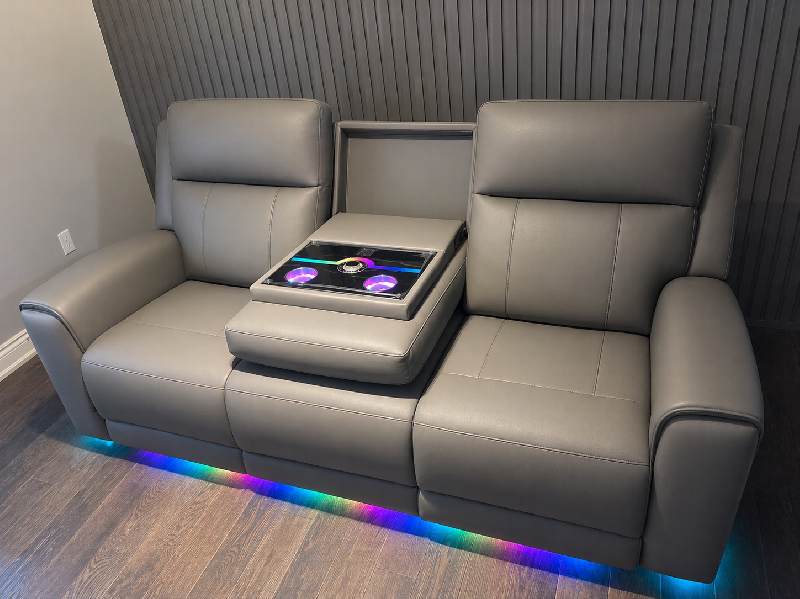 Harbour Immersive Audio Leather Dual Recliner Loveseat Sofa with Heat & Massage & Ventilation