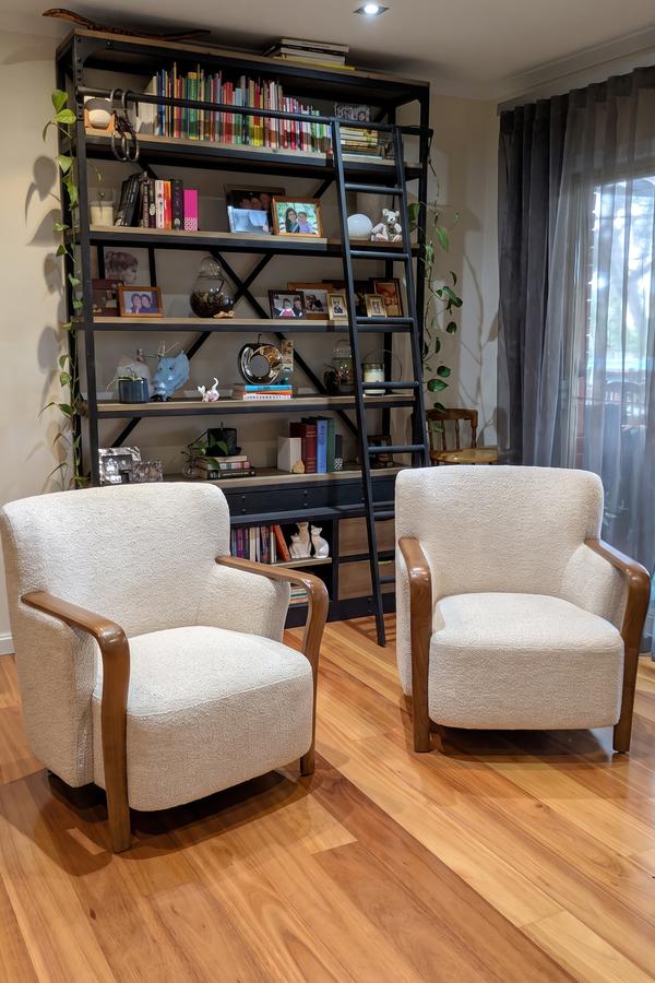 Emma Fabric & Wood Accent Chair