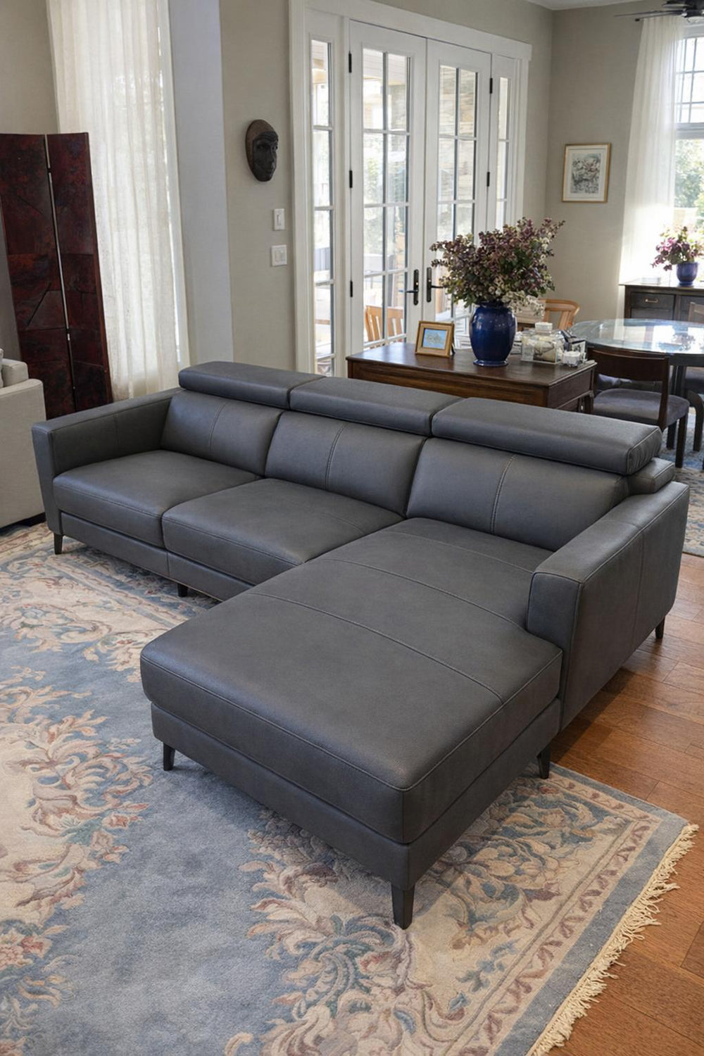 Andria Leather Reclining Sectional Sofa