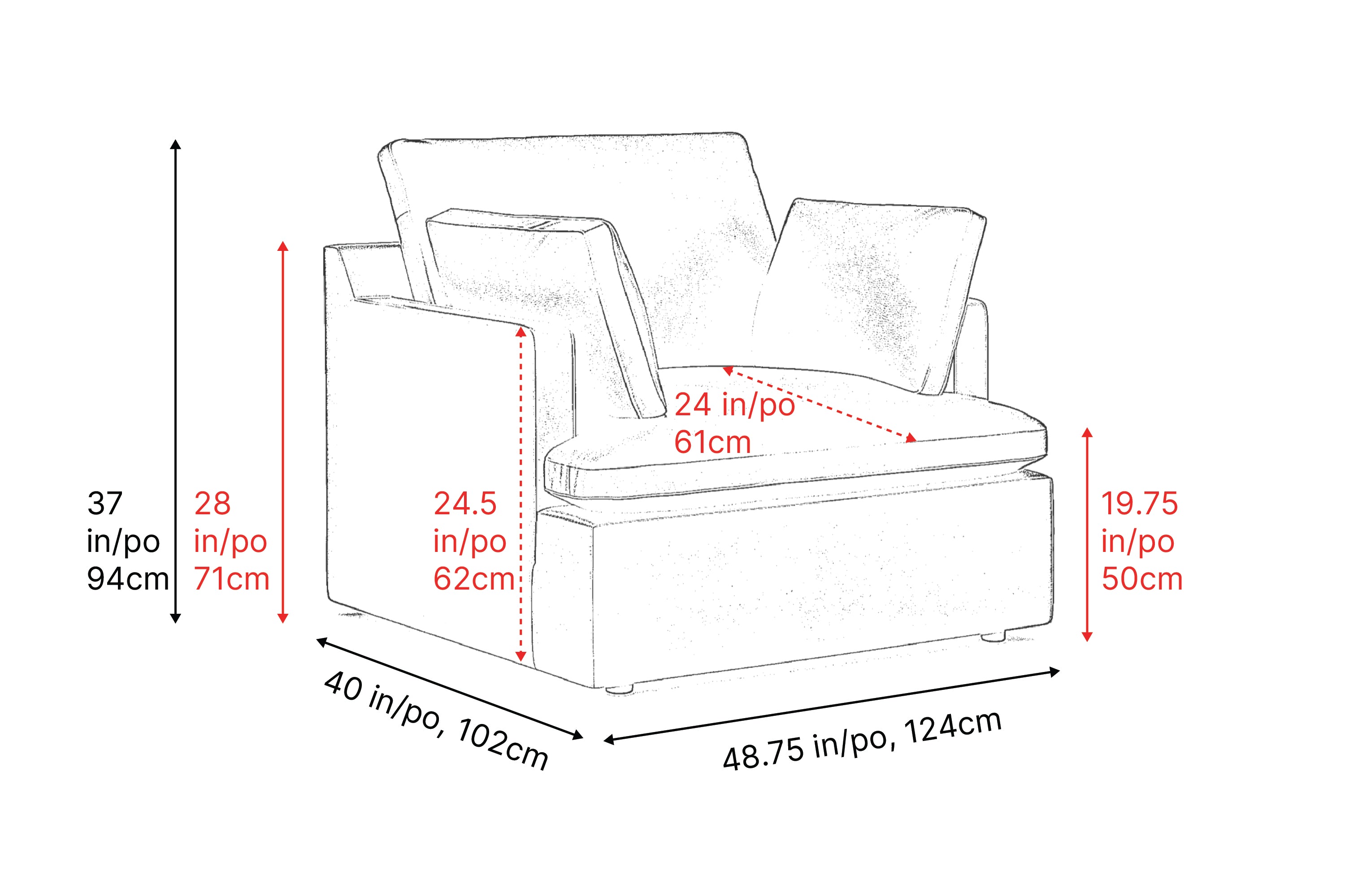 Valencia Isola Cloud Top Grain Leather Theater Lounge Modular Sofa Single Seat, Black Color