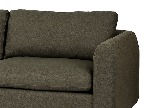 Isolde Moss Green Fabric Sofa with Rounded Arms - Rounded Arms