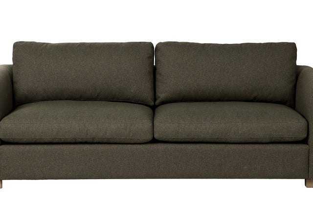 Isolde Moss Green Fabric Sofa with Rounded Arms - Loose Seat and Back Cushions